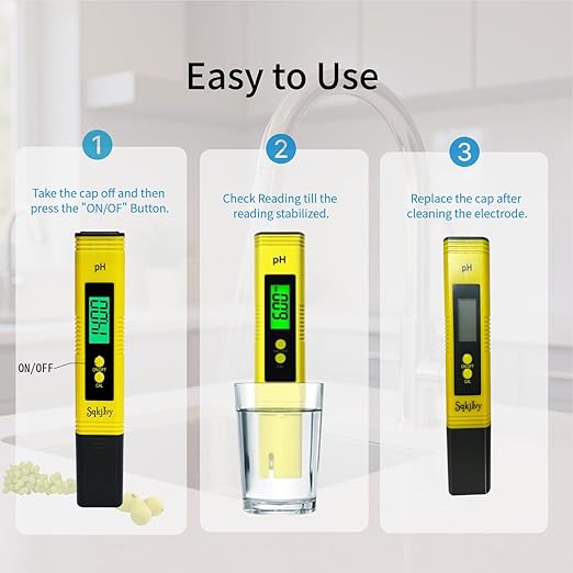 pH Meter for Water Tester Pen Monitor Water ph Meter Quality 0.01 High Accuracy Pocket Size with 0-14 Measurement Range for Soil,Household Drinking, Plants Growing,Pool and Aquarium（Yellow）