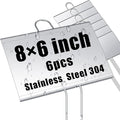 Landhoow 6 Pcs Large Garden Plant Markers Metal Plant Labels Sign 6'' x 8'' with 13'' Stake Weatherproof Waterproof Garden Sign for Outdoor Seedlings Herbs Vegetable Greenhouse, Silver