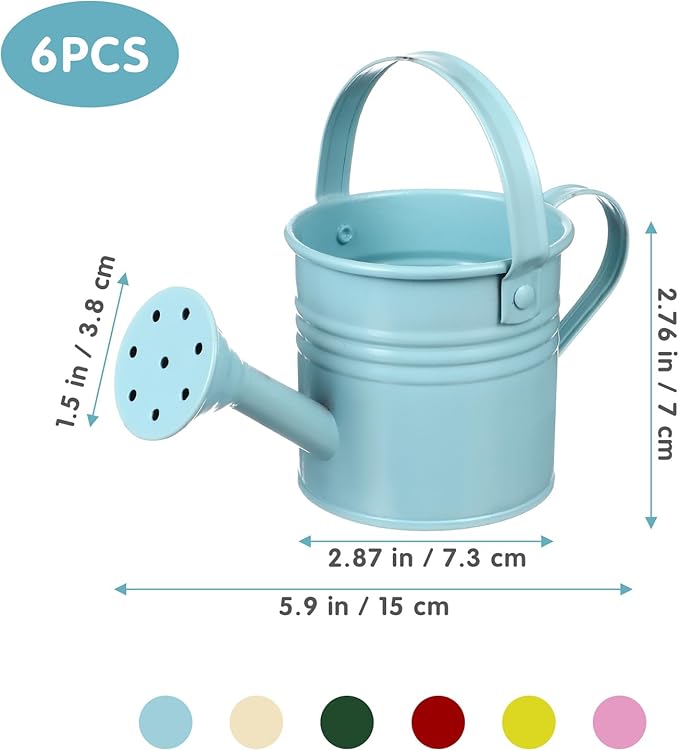 Cabilock 5.9 Inch Kids Tin Watering can Metal Sprinkler Kettle Lightweight for Indoor Outdoor Gardening Easy Grip