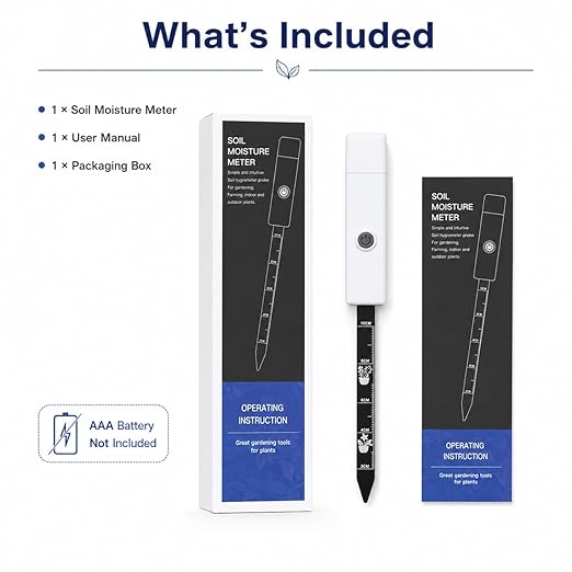Soil Moisture Meter for Indoor Plants, Plant Moisture Meter with 3-Color Light Indicator, Soil Tester Probe for Houseplants, Succulents, Garden, Outdoor Potted Plants, One-Button Soil Moisture Sensor