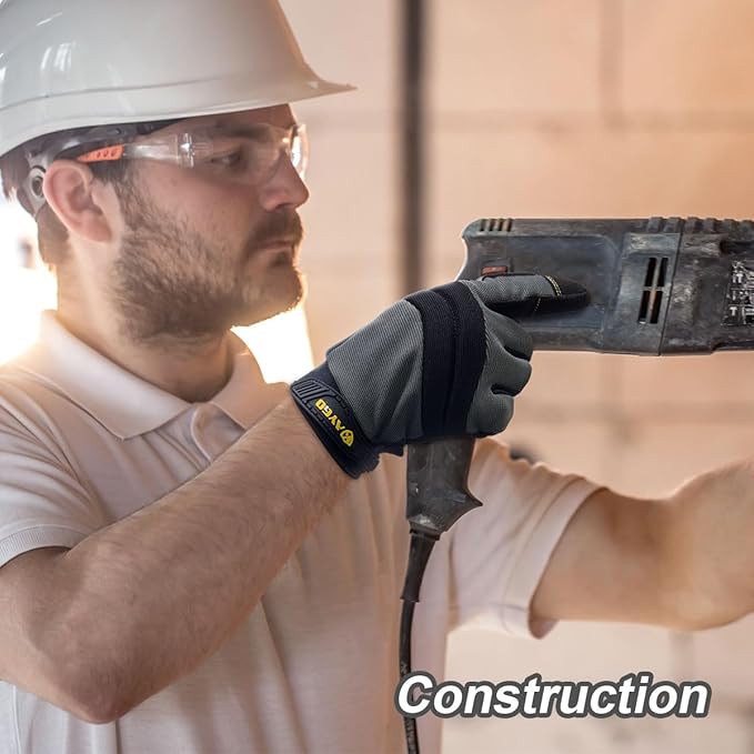 KAYGO Work Gloves For Men, KG125M Mechanic Utility Work Gloves for All Purpose, Excellent Grip, Heavy Duty, Improved Dexterity, Touch Screen, 2X-Large
