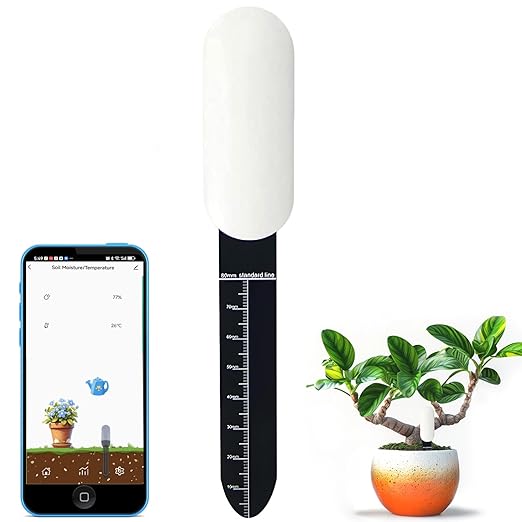 Smart Zigbee Soil Moisture Sensor,Zigbee hub Needed,Accurate Measure Capacitive Probe Moisture/Temperature Meter for Garden Planting Compatible with Homey Hubitat SmartThings Home Assistant