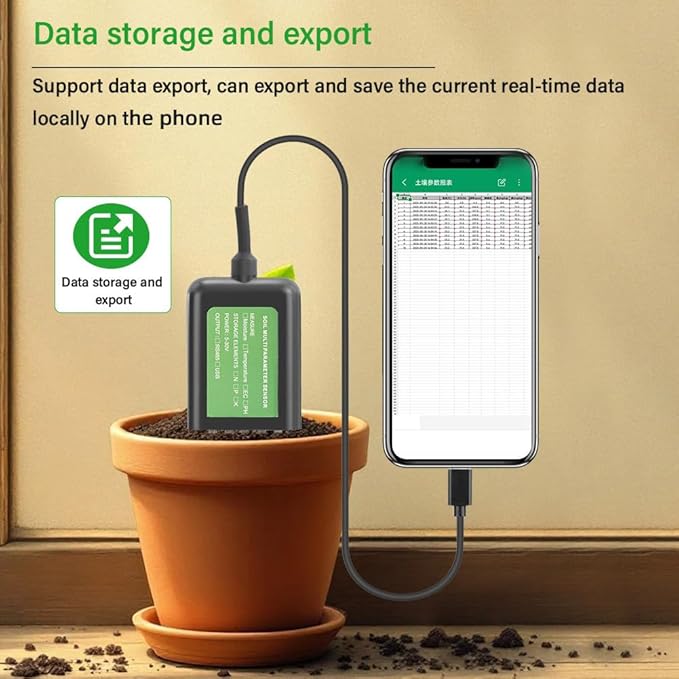 Temperature Moisture PH NPK Soil Tester Portable USB-Type-C 8-In-1 Soil Sensoroil Sensor Temperature/humidity/EC/PH Soil Test Kit For Gardening
