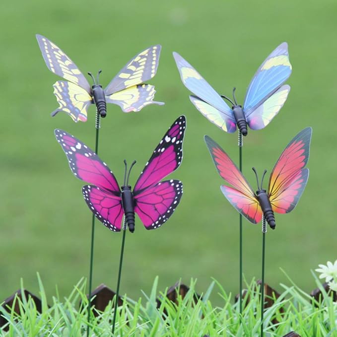 TOYANDONA 12PCS Butterfly Stakes - 11.4 inch Waterproof Butterfly Garden Decorations Artificial Butterflies for Indoor Outdoor Yard Patio Plant Pot Flower Bed Flower Bouquet Home Decor (Random Color)