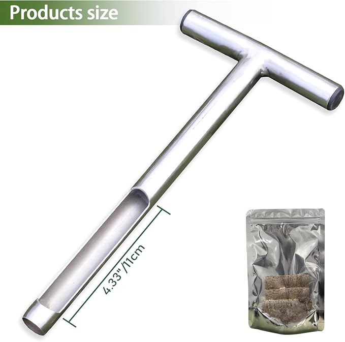 Soil Probe 12 Inch with 2 Bags, Soil Sample Probe for Lawn House Plants, T-Handle Soil Sampler Probe Rod Tool Set, Stainless Steel Soil Test Kits Tool for Soil Sampling
