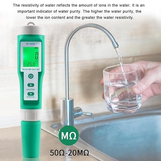 Hydrogen Water Tester 10 in 1 Resistivity/Fertility/H2/pH/TDS/EC/ORP/S.G/Salt/Temp Meter with ATC pH Meter,0.01 High Accuracy pH Tester Digital,TDS Meter PPM Meter for Drinking,Hydroponics,Pool.