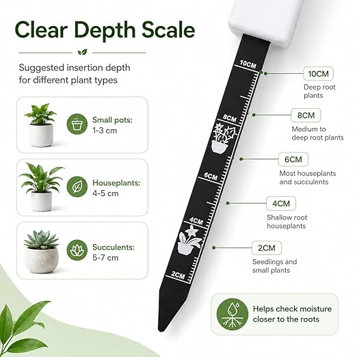 Soil Moisture Meter for Indoor Plants, Plant Moisture Meter with 3-Color Light Indicator, Soil Tester Probe for Houseplants, Succulents, Garden, Outdoor Potted Plants, One-Button Soil Moisture Sensor