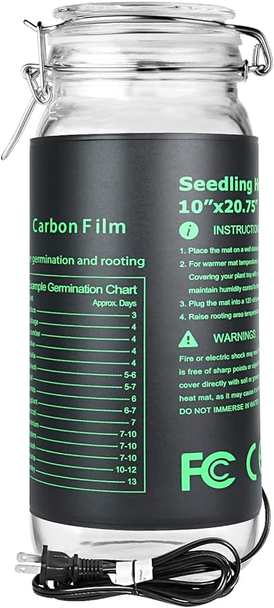 iPower 40-108 Degrees Fahrenheit Digital Heat Mat Thermostat Controller and 10" x 20" Hydroponic Seeding Warm Pad Plant Starting Kit Combo