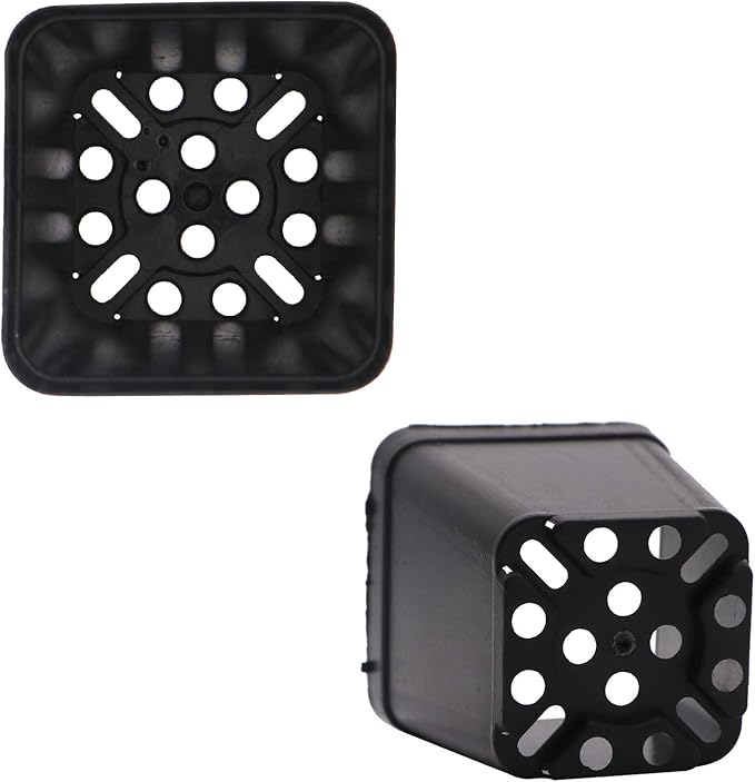 Plastic Plant Pots 100 Pack Square Nursery Pots 2.2 Inch Sturdy & Reusable Starter Container for Plants Starting Seedlings or Succulents, Black