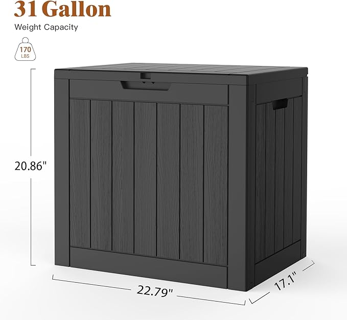 Outdoor Storage Box 22 Gallon, Deck Box Waterproof, Small Storage Bins with lids, Weatherproof Resin Lockable Storage for Secure Package Deliveries & Indoor Storage in Garden or Patio, Yard