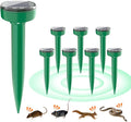 8 Pack Mole Repellent Ultrasonic Solar Powered Waterproof Outdoor Vole Chipmunk Gopher Groundhog Repeller Snake Rodent Sonic Spikes Deterrent Outdoor Mole Deterrent for Yard