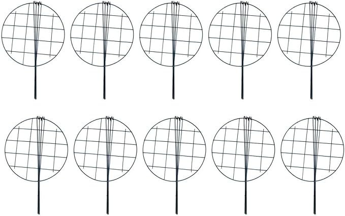 10 Pack 20 x 30 inch Poeny Cage Grow Through Grid Plant Brace Flower Support Rings,Round Metal Plant Stakes Rings, Strong Large Garden Supports for Flowers, Peonies, Rose, Lily