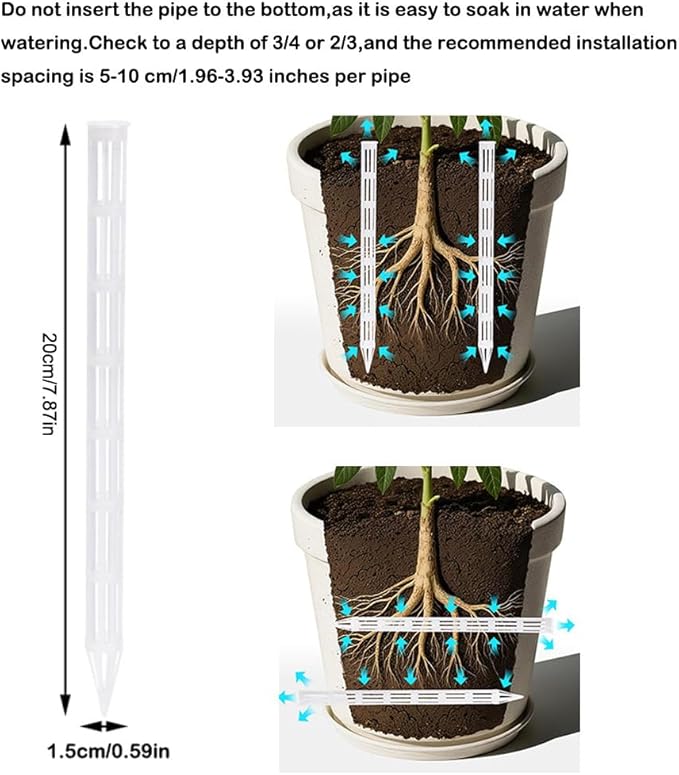 10 Pack Plant Aeration Tubes Potted Plants Watering Stake 8.5'' Deep Root Irrigation Spike Orchid Roots Airflow Stakes for Triumph Tulip Orchid Live Indoor Plant Potting Mix Soil Healthy Roots Ventilation Orchid Mix