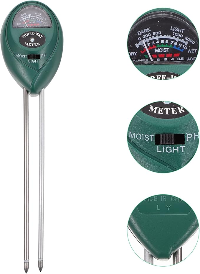 TEHAUX Soil Tester Soil Moisture Ph Light Checker Gardening Tool for Fruits Flowers Vegetables Shrubs No Batteries Required
