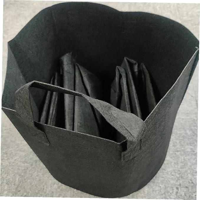 5pcs Non-Woven Plant Growing Bags with Handles, Breathable Flower Nursery Pots for Gardening and Seedling Cultivation, Thickened Black Fabric Grow Bags 25x20cm