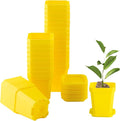 foxany 3" Plants Nursery Pot, 30 Pcs Thick Plastic Square Yellow Planting Pots, Plant Seedling Pots, Seed Starting Pots with Saucers - Yellow