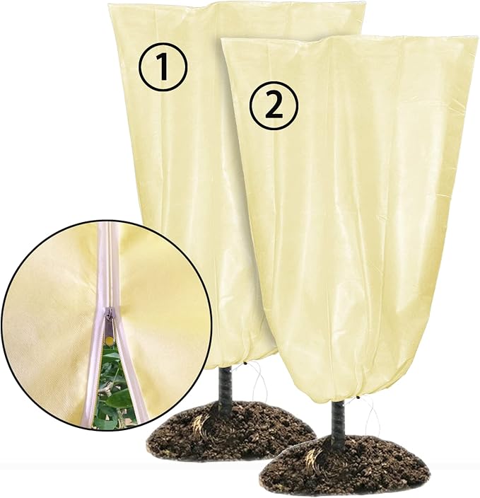 SKARUMMER Winter Plant Covers Freeze Protection 47.2 x 70.8 Inch Garden Frost Tree Blanket Shrub Covers with Drawstring & Zipper for Cold Weather Frost Protection Sun Protection (2 Pack)