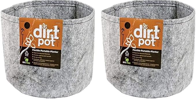 Hydrofarm HGDB1NH Dirt Pot Flexible Fabric, Grey, 1 Gallon Portable Planter, 1 gal (Pack of 2)