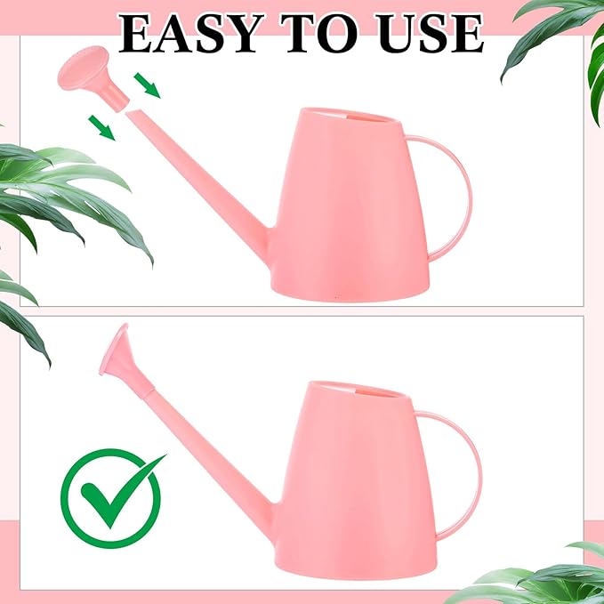 Reallnaive 6 Pcs Indoor Watering Can Set 1/2 Gallon Can 6.8 oz Spray Bottle 17 oz Squeeze Bottle Plant Watering Globes Soil Moisture Meter Small Spraying Sets for Indoor Outdoor (Pink)