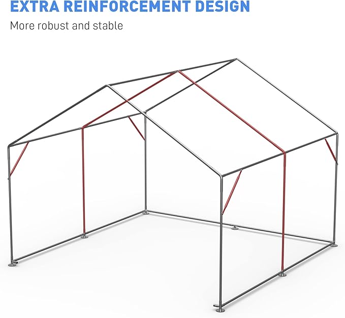Outdoor Storage Shelter, 8x8 ft Portable Shed with Roll up Zipper Door, Waterproof and UV Resistant Anti-Snow, Heavy Duty Carport for Storing Garden Tools, Outdoor Equipment
