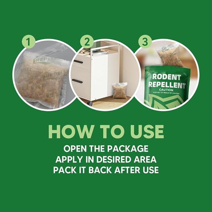 Rodent Repellent, Mouse Repellent Pouches, Mice Repellent Indoor, Rat Repellant for House, Mice Deterrent, Keep Mice Away, Extra-Strength Peppermint Effective for 80 ft² and 90 days-10P