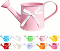 White Metal Watering Can 1 Gallon, Small Galvanized Steel Watering Can with Sprinkler Head for Indoor and Outdoor Plants, Vintage Decorative Gardening Tool (Pink)