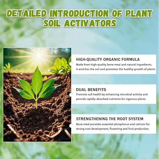 Soil Activator for Plants, Organic Bone Meal Plant Food for Indoor & Outdoor Plants, Potting Mix, Seedling Compost – Promoting Plant Rooting 2pcs