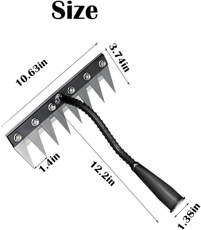 Gardenia Iron Weeding Rake, Iron rake 2.0 for Gardening and Weeding, ironrake The Heavy-Duty Iron Weeding rake(Without Stick) (8 Tooth)