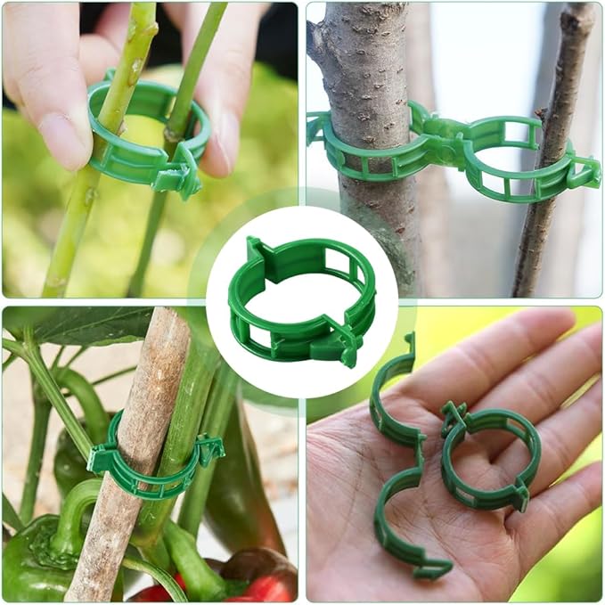Secured Plastic Plant Clip, New Reusable Plant Support Clips Plastic Clips Tomato Clips for Securing Plants for Climbing Plants, Grape, Vegetable Stems (100, White)
