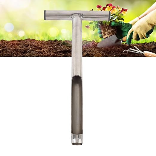 Stainless Steel Soil Sampler | 12in T - Handle Probe for Garden/Lawn/Farm | Portable Soil Test Kit with 2 Reusable Bags | Sturdy Soil Sample Tool