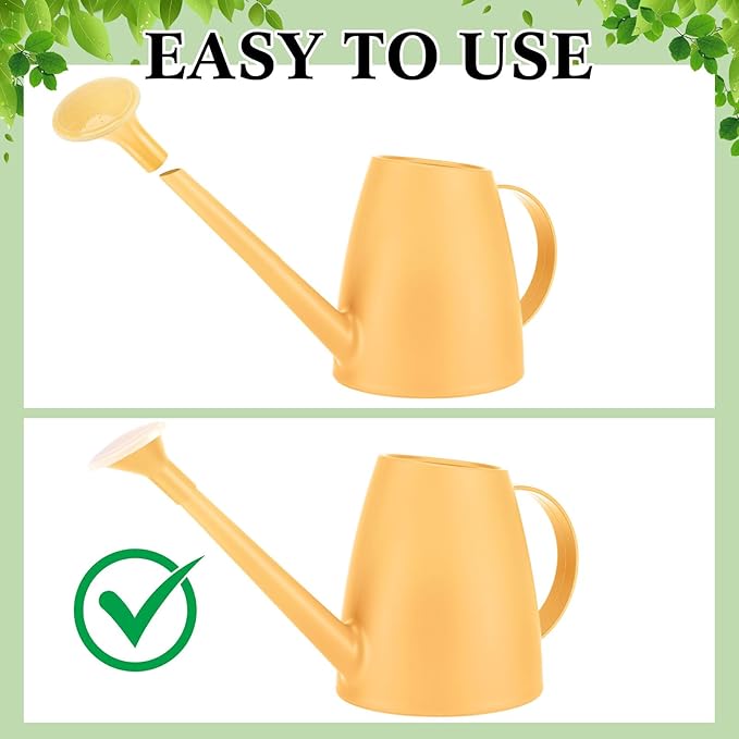 Reallnaive 6 Pcs Indoor Watering Can Set 1/2 Gallon Can 6.8 oz Spray Bottle 17 oz Squeeze Bottle Plant Watering Globes Soil Moisture Meter Small Spraying Sets for Indoor Outdoor(Yellow)