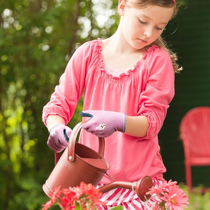 Ainiv 3 Pairs Kids Gardening Gloves Thorn Proof, Soft Rubber Coated Kids Work Gloves with Grippy Gardening Gift