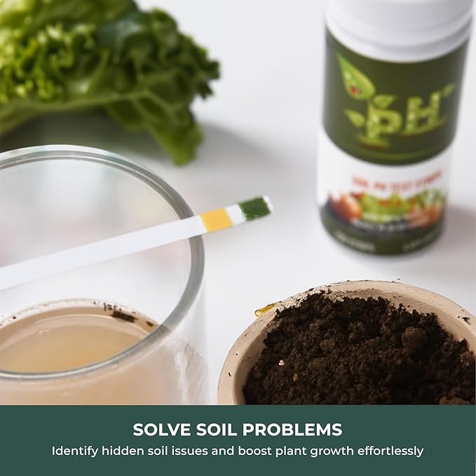 Soil Test Kit Soil pH Test Kit Soil pH Test Strips (3-9 Range) Soil pH Tester Strips, 100 Strips Test Strip Soil of Garden Lawn Grass Flower Vegetable Compost Indoor and Outdoor Plants