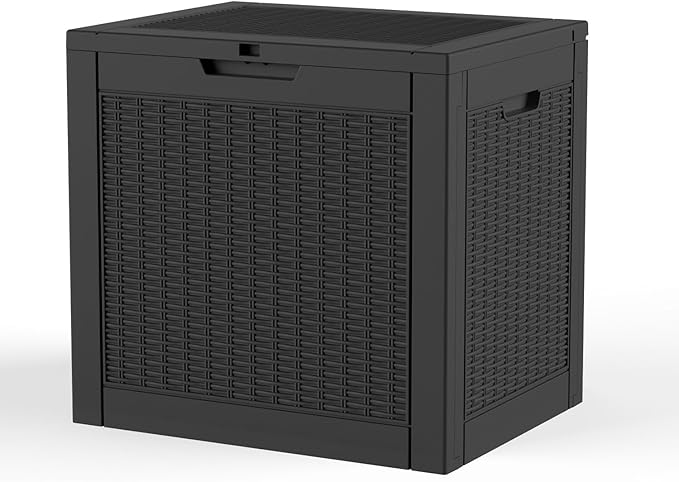 36 Gallon Resin Deck Box Outdoor Storage Box Waterproof for Patio Furniture,Outdoor Cushions,Garden Tools and Pool Supplies（Black）