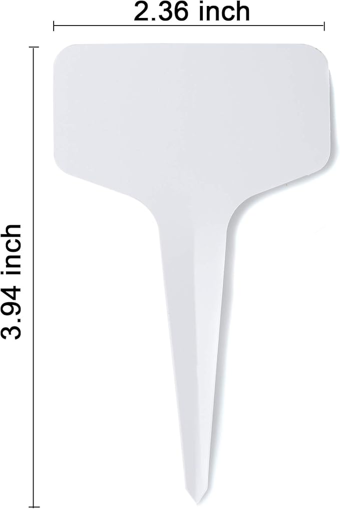 100 Pcs T-Type Plant Labels with a Gel Pen, Waterproof Nursery Plant Tags Plastic Garden Markers, White, 6 x 10cm