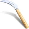 Grass Sickle with Sawtooth Japanese Weeding Hoe Garden Hand Tool Weeding Tools for Garden High-Strength Steel with Solid Wood Handle (Brown)