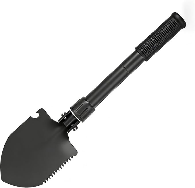 16" Heavy Duty Mini Shovel - Curved D-Handle Portable Spade for Gardening, Digging, Camping, Beach & Car, Compact Trenching Shovel for Outdoor Use