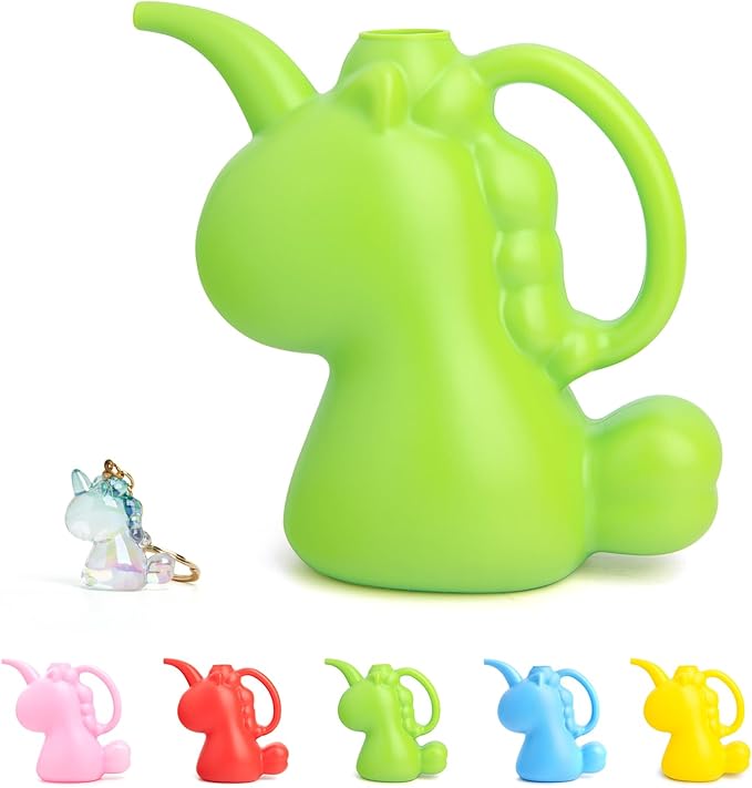 XXXFLOWER Unicorns Indoor Watering Can, 1 L Cute Animal Water Cans, Novelty Unicorns Shape Watering Pot for Office House Indoor Garden（Green）