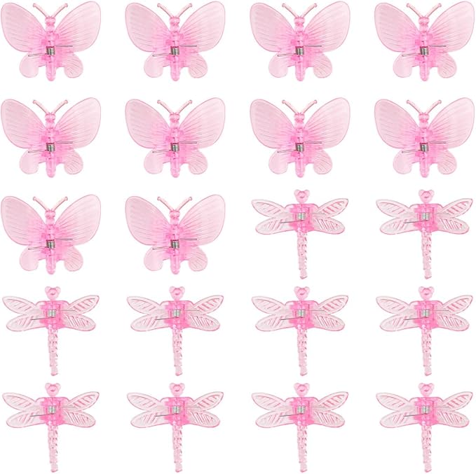 20pcs Butterfly Plant Orchid Clips,Garden Transparent Plant Support Clip for Orchid Support Fixed Vine(Pink)