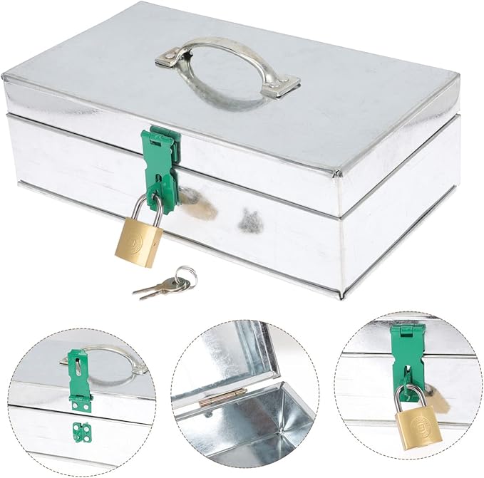 Garden Tool Storage Box Portable Iron Case Handle Lock Capacity Organizer for Gardening Tools Easy to Carry Lightweight for Home Outdoor Use