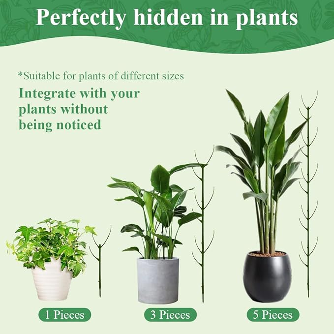 5 Pack Stackable Monstera Plant Support, 11 Inch Plant Support Stakes for Indoor & Outdoor Use, Plants Sticks for Vine Training & Stem Stabilization, Monstera, Pothos, Philodendron