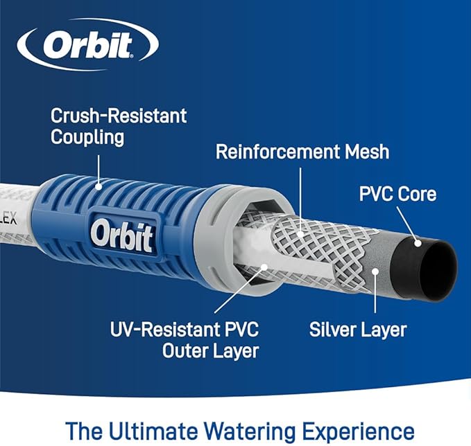 Orbit VersaFlex 100 ft x 5/8 in Garden Hose – Lightweight, Durable, 400 PSI, Easy-Grip Coupling