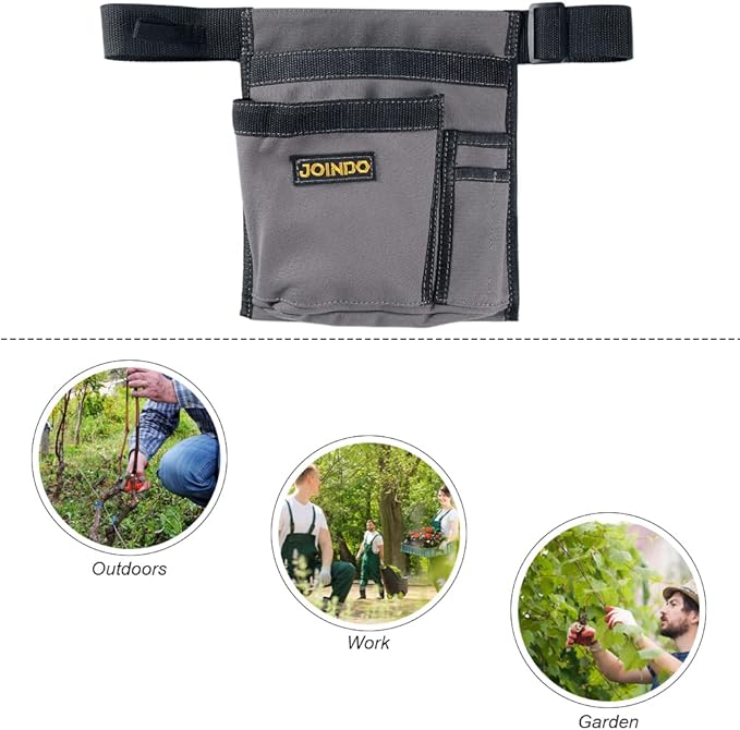 Tool Pouch Belt, Utility Belt Bag with 5 Pockets, Tool Apron Pouch, Garden Tool belt for Men Women Carpenters Electricians Mechanics