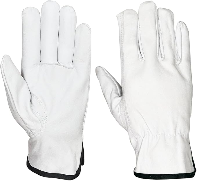 12 Pairs Heavy Duty Durable Leather Work Gloves for Truck Driving, Warehouse, Gardening, Construction, Hand Protection