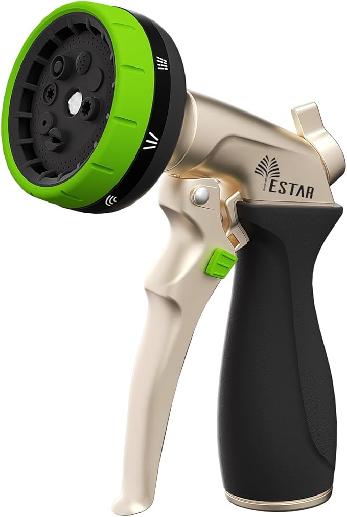 Garden Hose Nozzle,Metal Spray Nozzles with 8 Adjustable Watering Patterns,Heavy Duty Labor-Saving Design Water Hose Nozzle with Flow Control For Outdoors Lawn Watering Car Washing