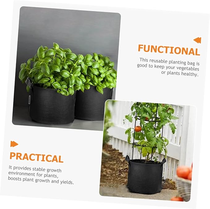 BESPORTBLE 5pcs Non-Woven Planting Bags Breathable Grow Bags for Indoor and Outdoor Use for Vegetables Flowers and