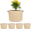 M METERXITY 5-Pack Plant Grow Bags 10 Gallon Grow Bags 300G Thickened Fabric Pots with Durable Handles Plant Garden Grow Pots for Fruits/Vegetables/Flowers/Plants [Khaki]