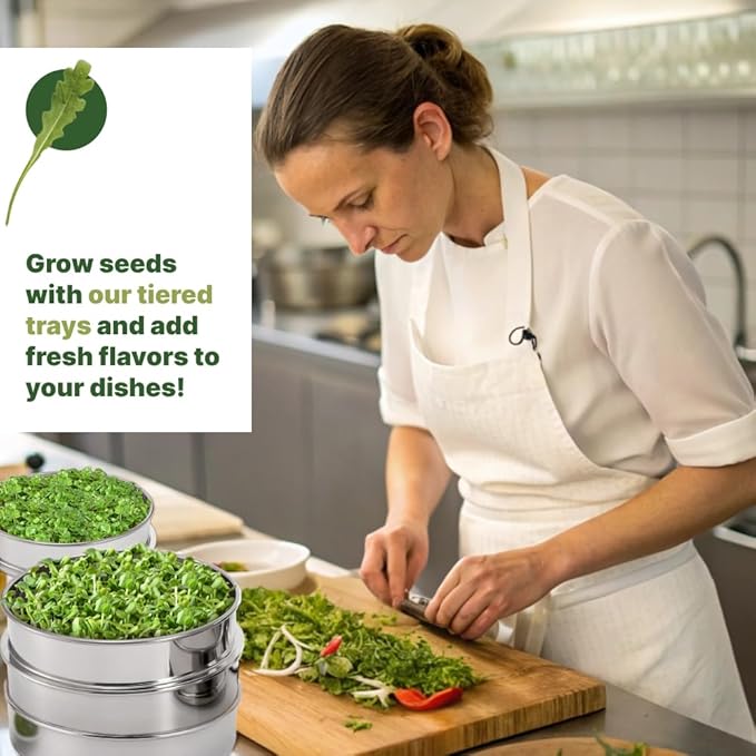 Killer's Instinct Outdoors 4 Layers Microgreens Growing Trays Kit - 6'' Diameter Plant Germination Trays 4-Tier Seed Sprouting Micro Greens Growing Sprouter for Seed Starting Plant Broccoli