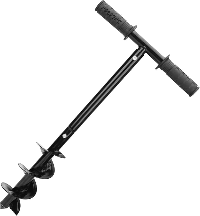 Garden Auger Drill Earth Auger Drill with Non-Slip Handle Post Hole Digger 3.9x23.6inch/1X1.96ft Garden Auger Spiral Drill Rapid Planter Fence Post Auger for Planting Trees Deep Cultivating Seedlings