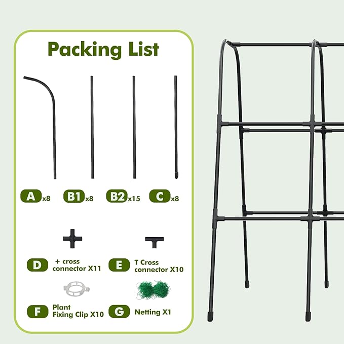 GOJAWAY Cucumber Trellis for Garden Vegetable Trellis, 47.2" x 47.2" Metal Garden Trellis Arch Plant Grow Support Frame for Climbing Plants Support Vegetable Flower Fruits Vine